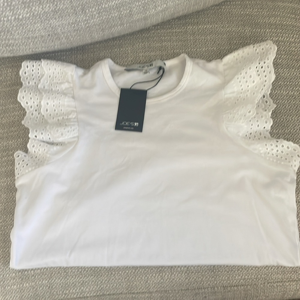 Joe’s white eyelet sleeve summer shirt